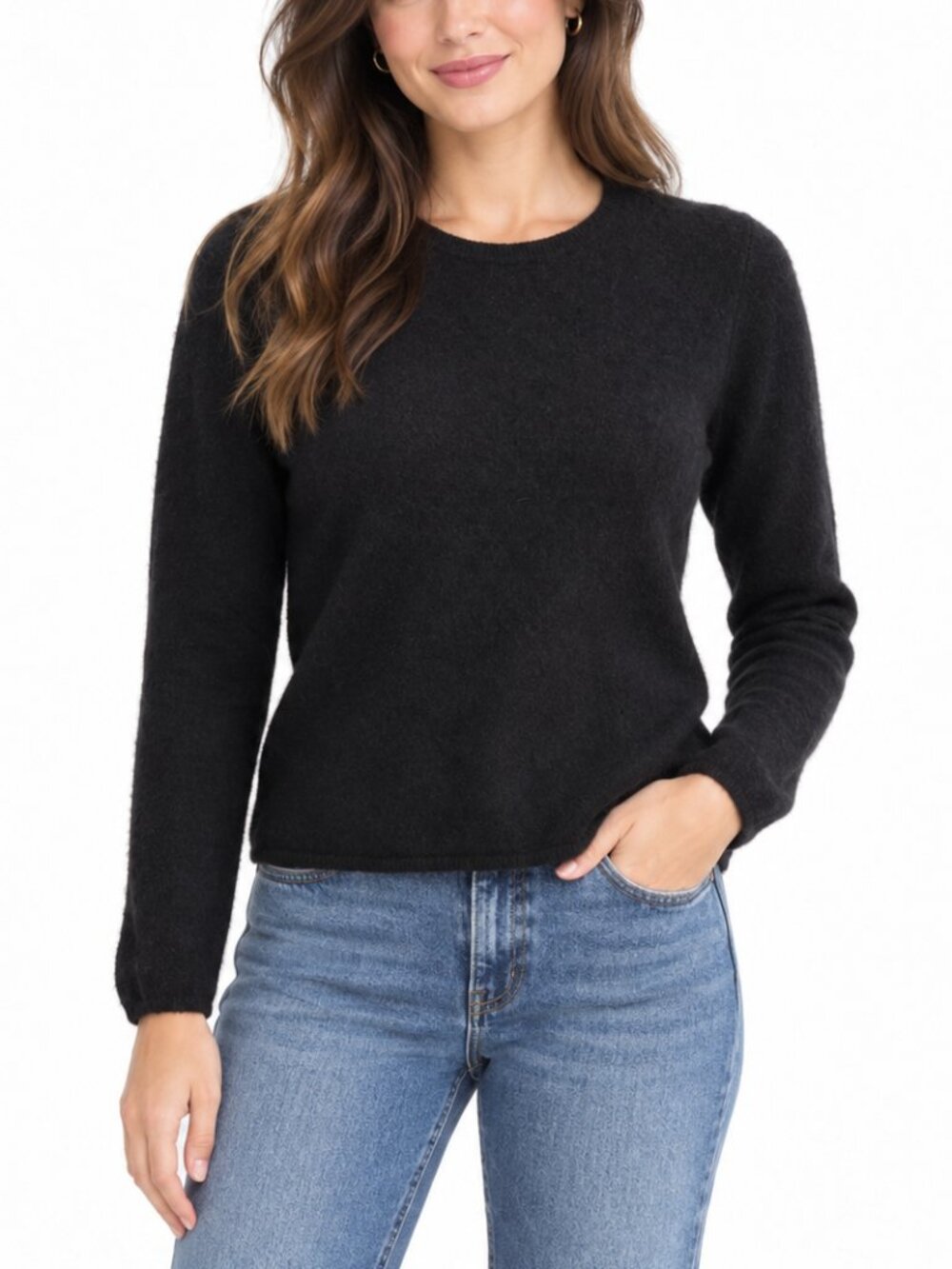 Black 100% 2-Ply Cashmere Long Sleeve Sweater (Size L) DEEP DISCOUNT